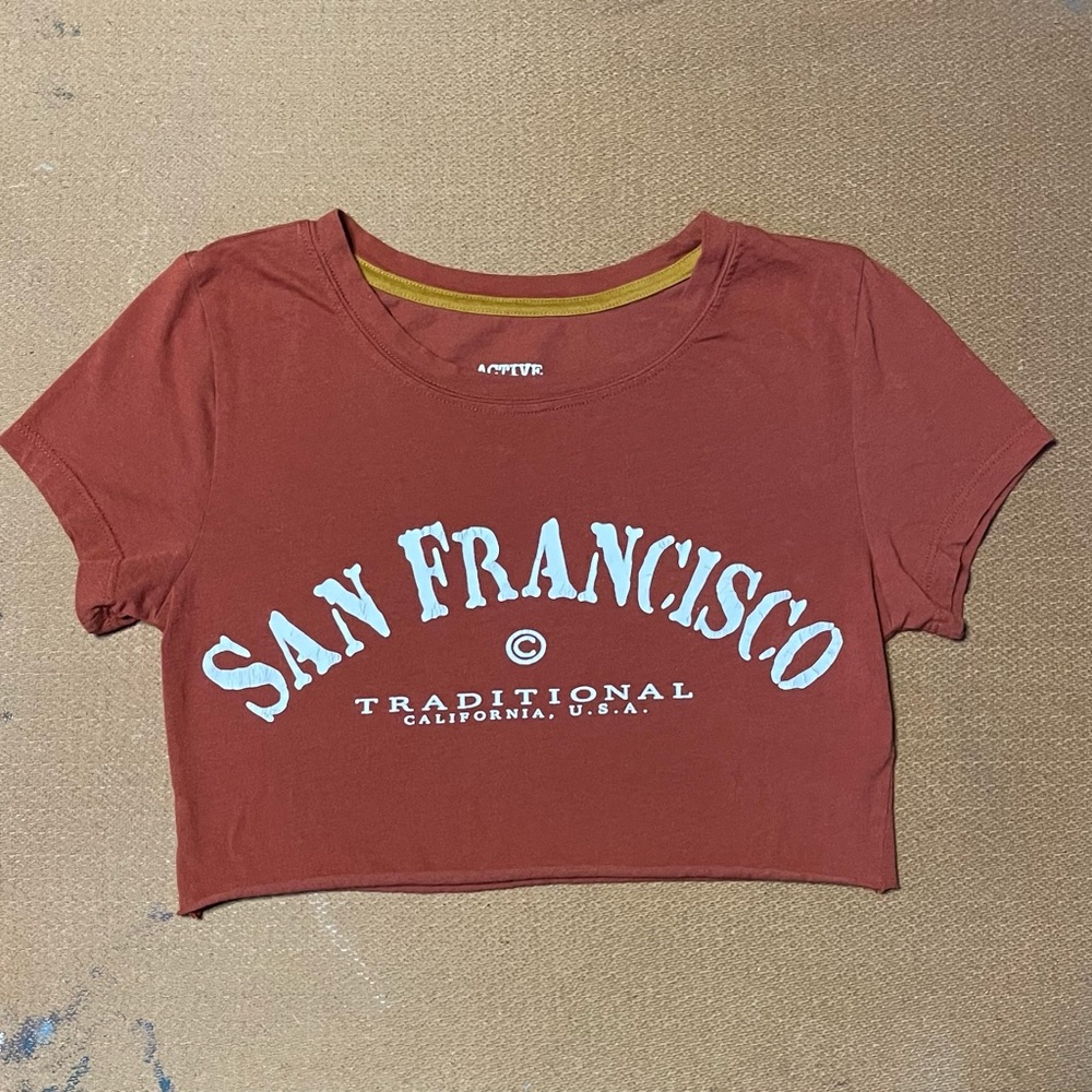 BURNT ORANGE SF SELF-CROPPED TOP